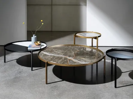 Tavolini Campos con top in ceramica o specchio e base in metallo di Sovet