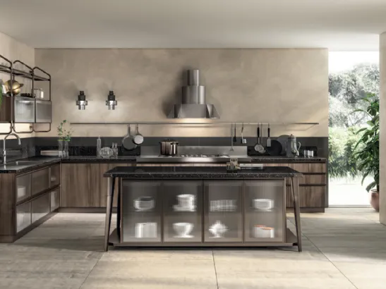 Cucina Moderna Diesel Open Workshop 03 Noce Garden di Scavolini