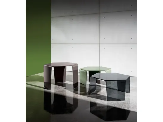 Tavolino 3 Feet in vetro curvo laccato o fumé di Sovet