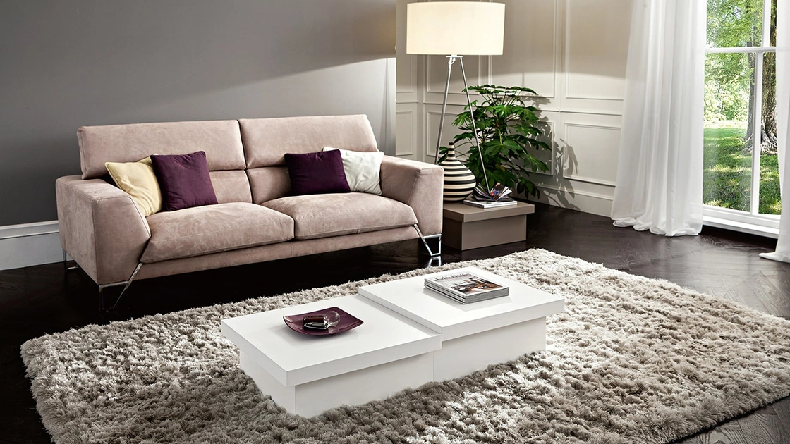 Tavolino in laccato opaco Bianco con piano scorrevole Asia di La Primavera