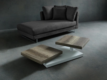 Tavolino di design Cecilia con piani rotanti in HPL effetto legno di La Primavera