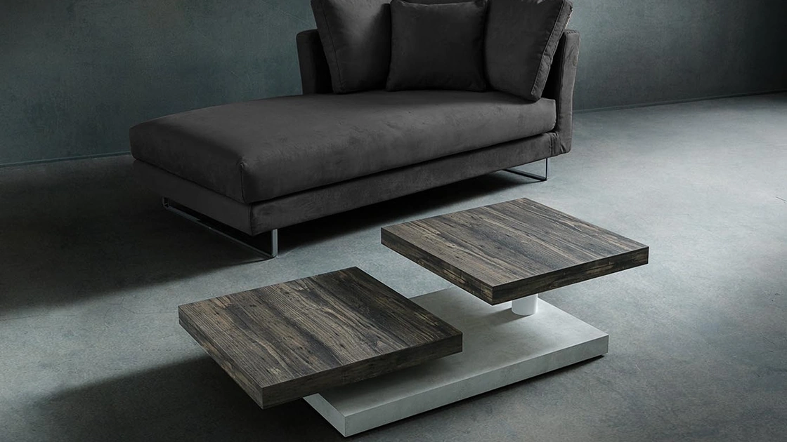 Tavolino di design Cecilia con piani rotanti in HPL di La Primavera