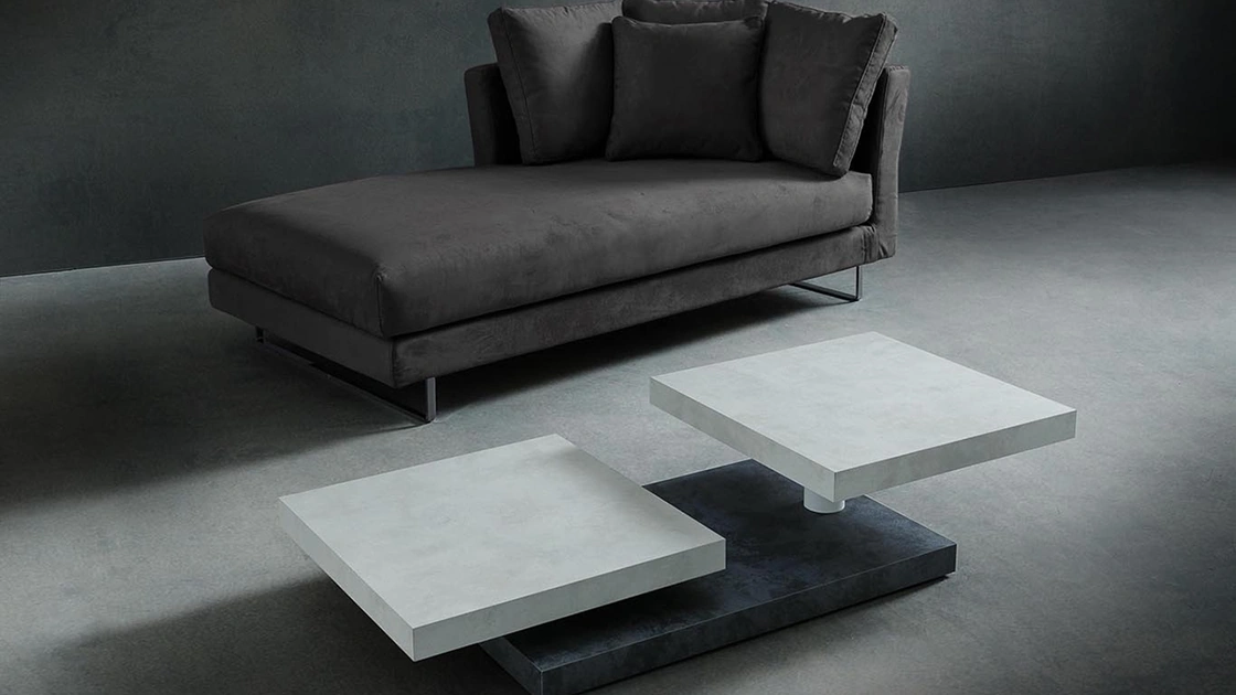 Tavolino di design Cecilia con piani rotanti in HPL di La Primavera