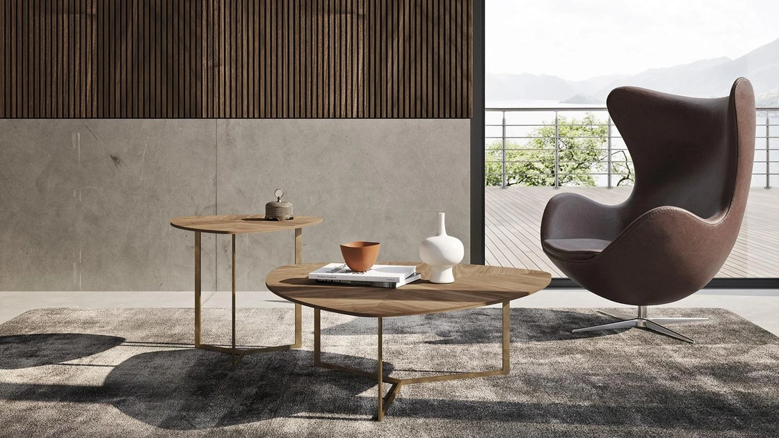 Tavolino Elice Horizon in legno e metallo di Mobilgam