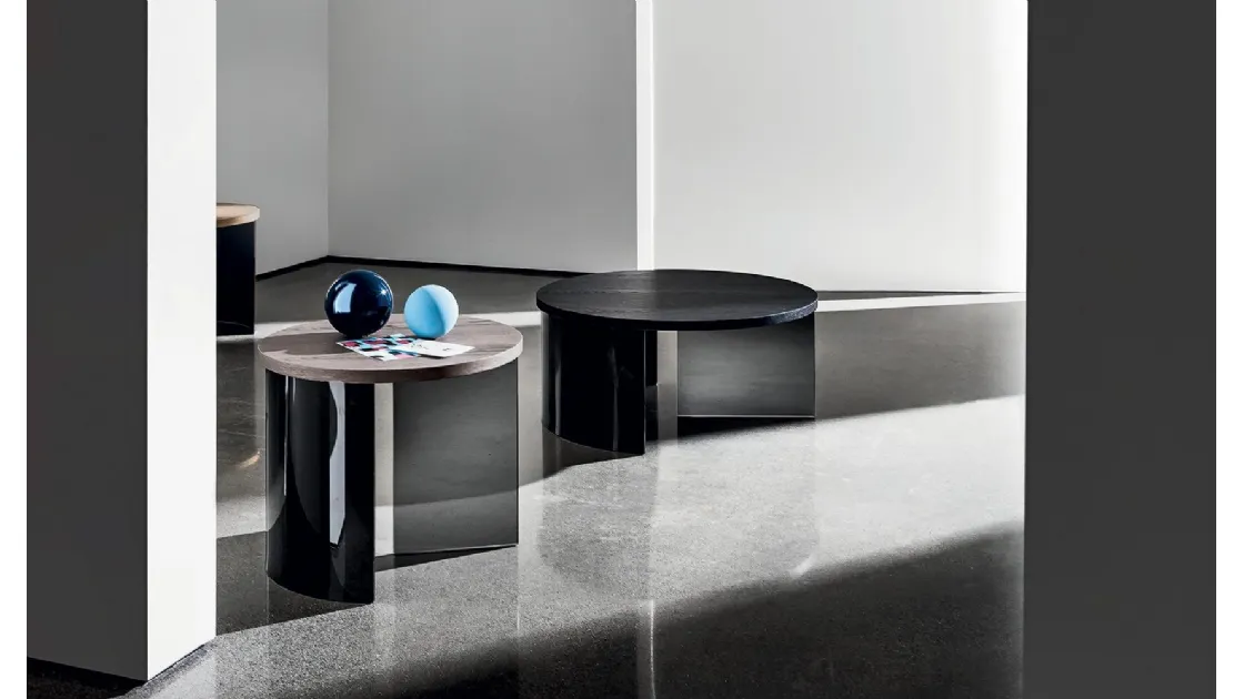 Tavolino Regolo Round con top in legno e base in vetro di Sovet