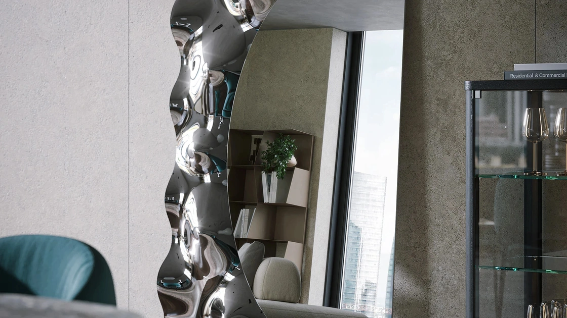 Specchiera di design con cornice in vetro fuso Afrodite di Tonin Casa