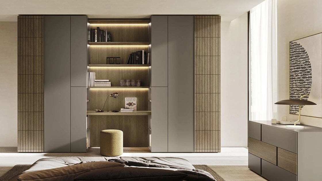 Armadio con ante battenti Comp N01 in laccato e legno di Mobilgam