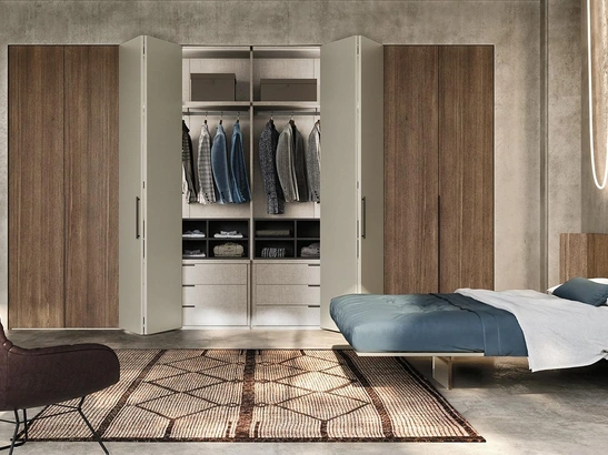 Armadio con ante a soffietto Comp N12 in laccato e legno di Mobilgam