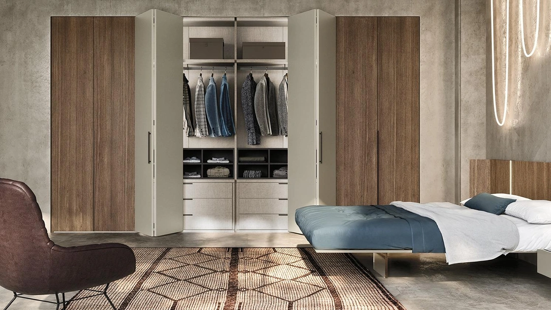 Armadio con ante a soffietto Comp N12 in laccato e legno di Mobilgam