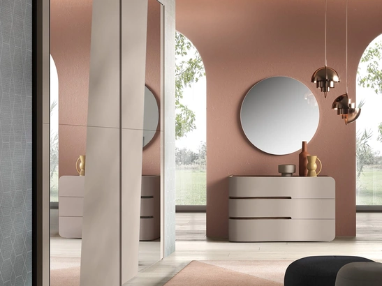 Armadio con ante scorrevoli in nobilitato e specchio Creo di Adriatica