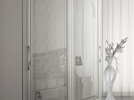 Armadio scorrevole Prestige 01 in legno laccato e vetro di Spar