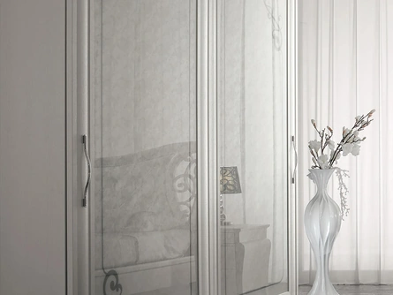 Armadio scorrevole Prestige 01 in legno laccato e vetro di Spar