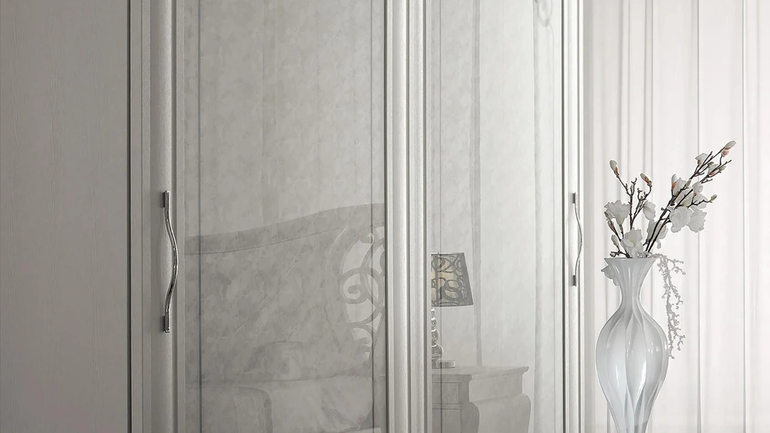 Armadio scorrevole Prestige 01 in legno laccato e vetro di Spar