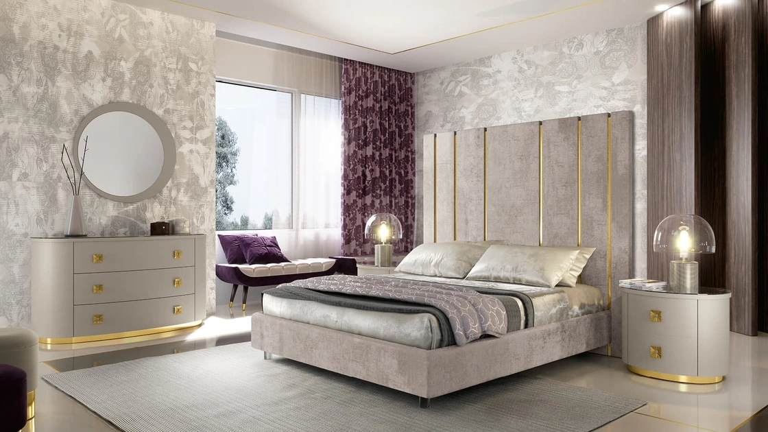 Gruppo Notte Duse in laccato con dettagli dorati di Adriatica