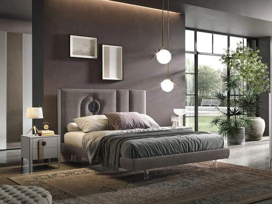 Gruppo Notte Mood in frassino con inserto in legno cannettato e in nobilitato effetto Marmo di Adriatica