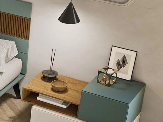 Comodino Quadra in laccato opaco e frassino di Mobilgam