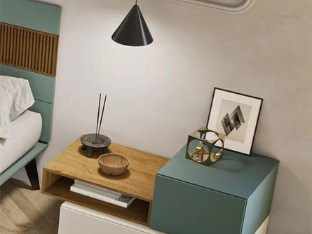 Comodino Quadra in laccato opaco e frassino di Mobilgam