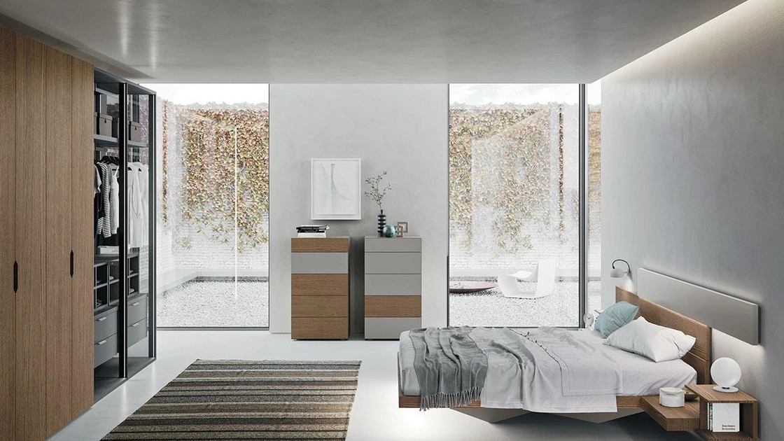 Gruppo Notte Quadra in frassino e laccato opaco di Mobilgam