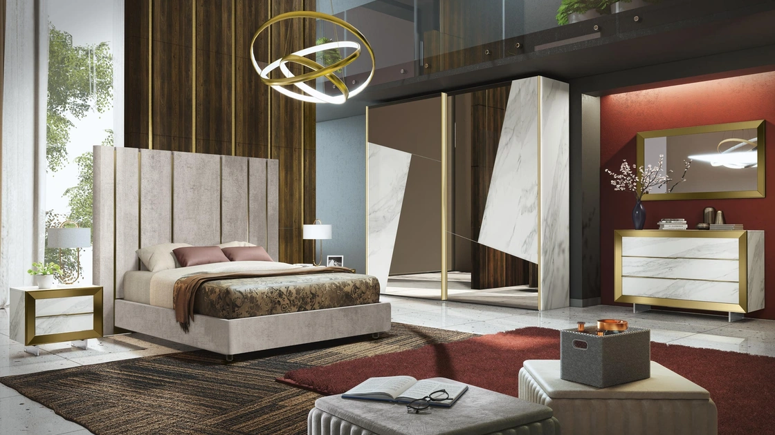 Letto con testiera imponente Duse di Adriatica