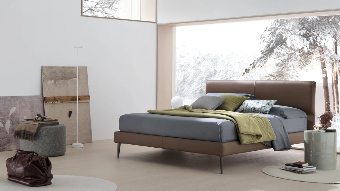 Letto matrimoniale in pelle Benny di V&Nice