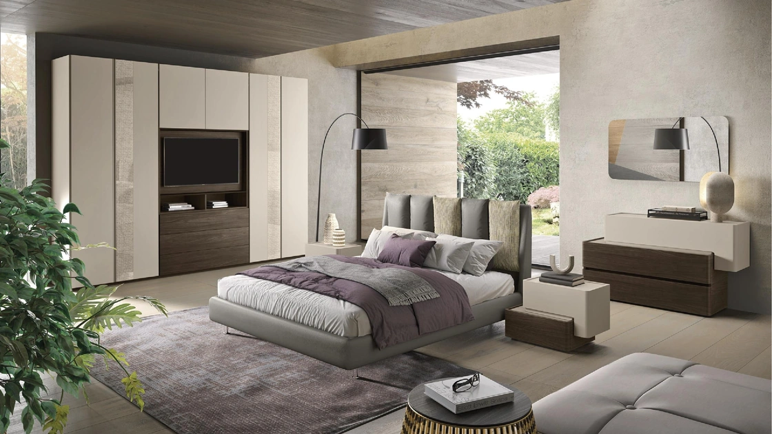 Letto in tessuto imbottito con testiera trapuntata Composizione 49 di Corso 11