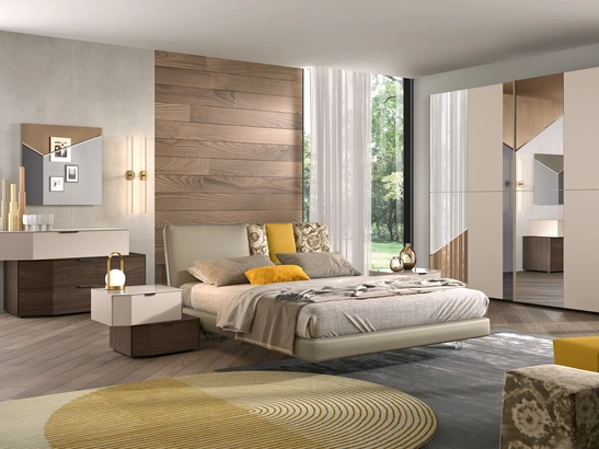 Letto in tessuto imbottito con testiera Composizione 09 di Corso 11