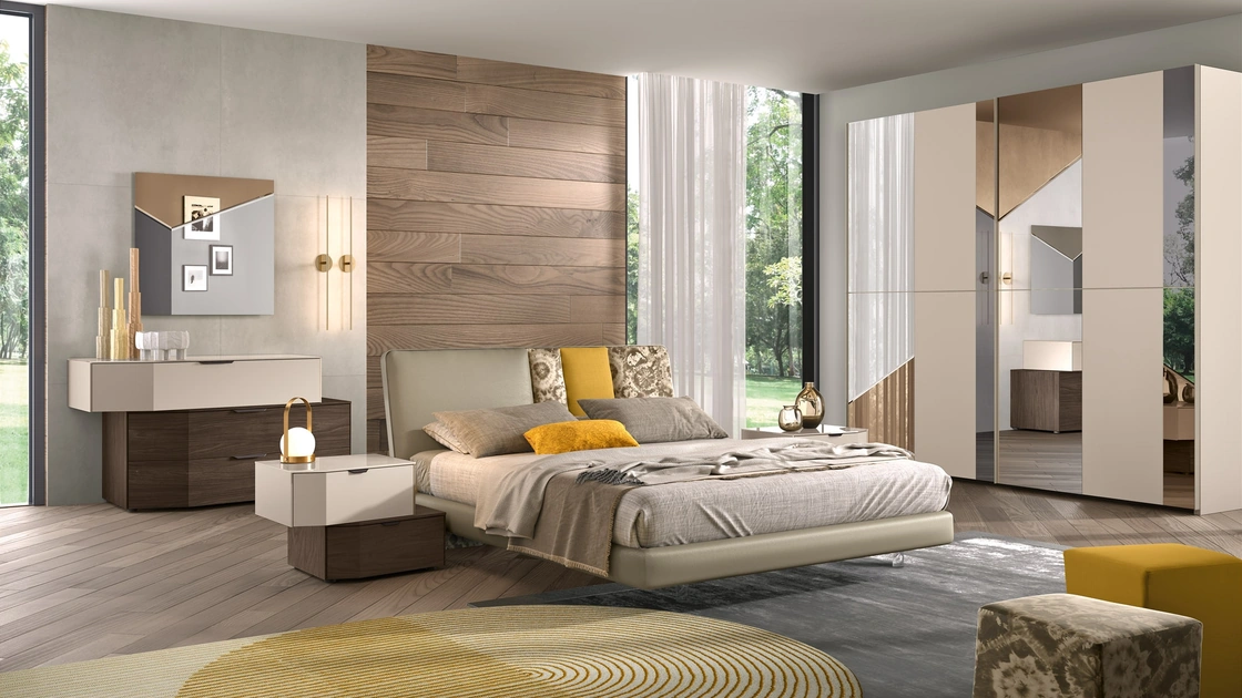 Letto in tessuto imbottito con testiera Composizione 09 di Corso 11