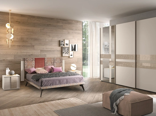 Letto matrimoniale in tessuto con testiera Composizione 01 di Corso 11