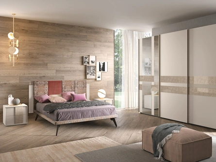 Letto matrimoniale in tessuto con testiera Composizione 01 di Corso 11