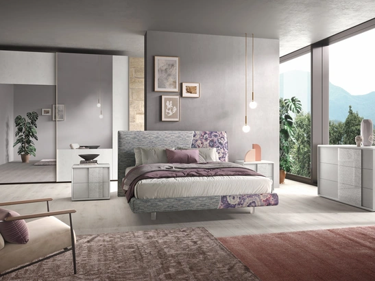 Letto in tessuto con testiera Composizione 02 di Corso 11