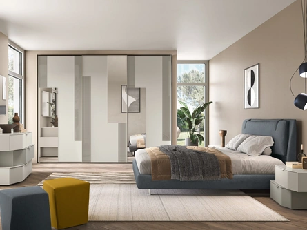 Letto in tessuto imbottito con testiera Composizione 05 di Corso 11