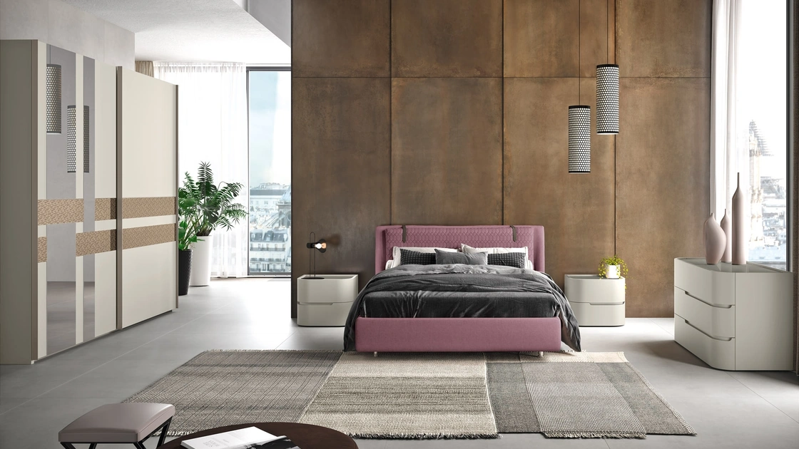 Letto in tessuto con testiera trapuntata Composizione 47 di Corso 11