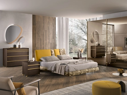 Letto Composizione 48 in tessuto imbottito e testiera trapuntata di Corso 11