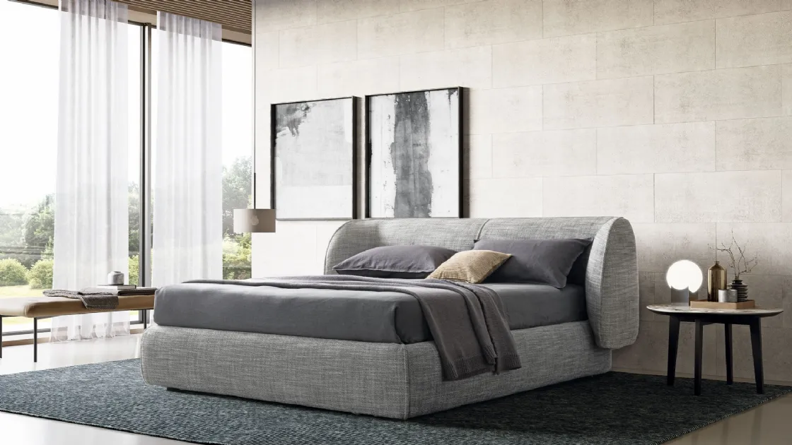 Letto imbottito con testiera avvolgente Inemuri di Dall'Agnese