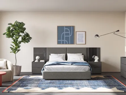 Letto Eclettica EN01 in tessuto imbottito e vetro di Colombini Casa