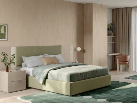 Letto Eclettica EN02 in tessuto imbottito e vetro di Colombini Casa