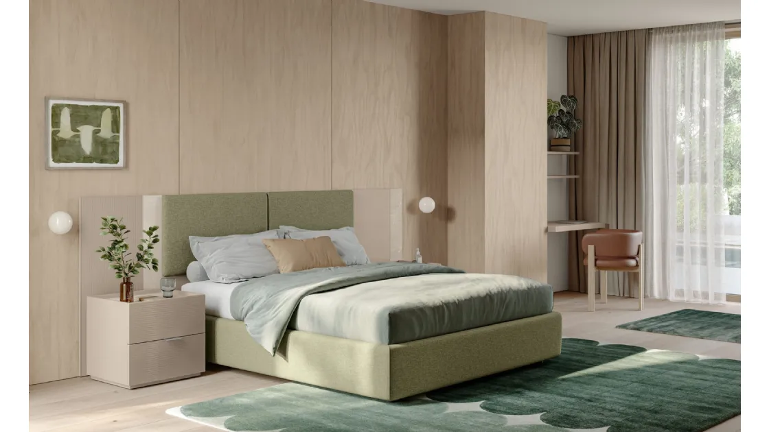 Letto Eclettica EN02 in tessuto imbottito e vetro di Colombini Casa