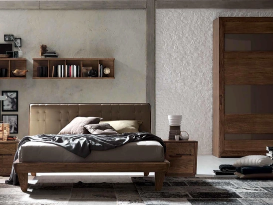Letto con testiera in ecopelle Glam di Fasolin