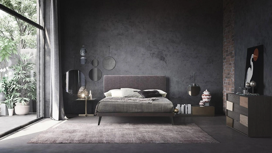 Letto in tessuto con testiera Butterfly di Mobilgam