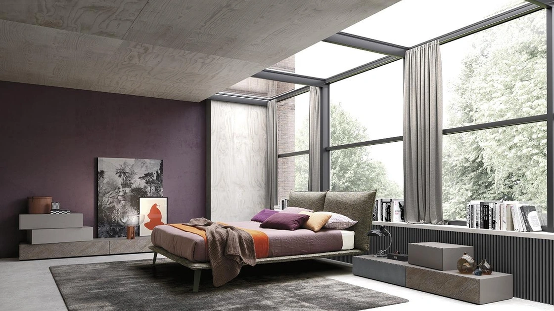 Letto Soffy in tessuto imbottito di Mobilgam