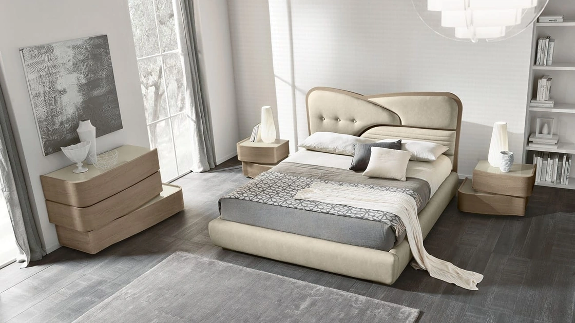 Letto in ecopelle con contenitore Ola di Adriatica