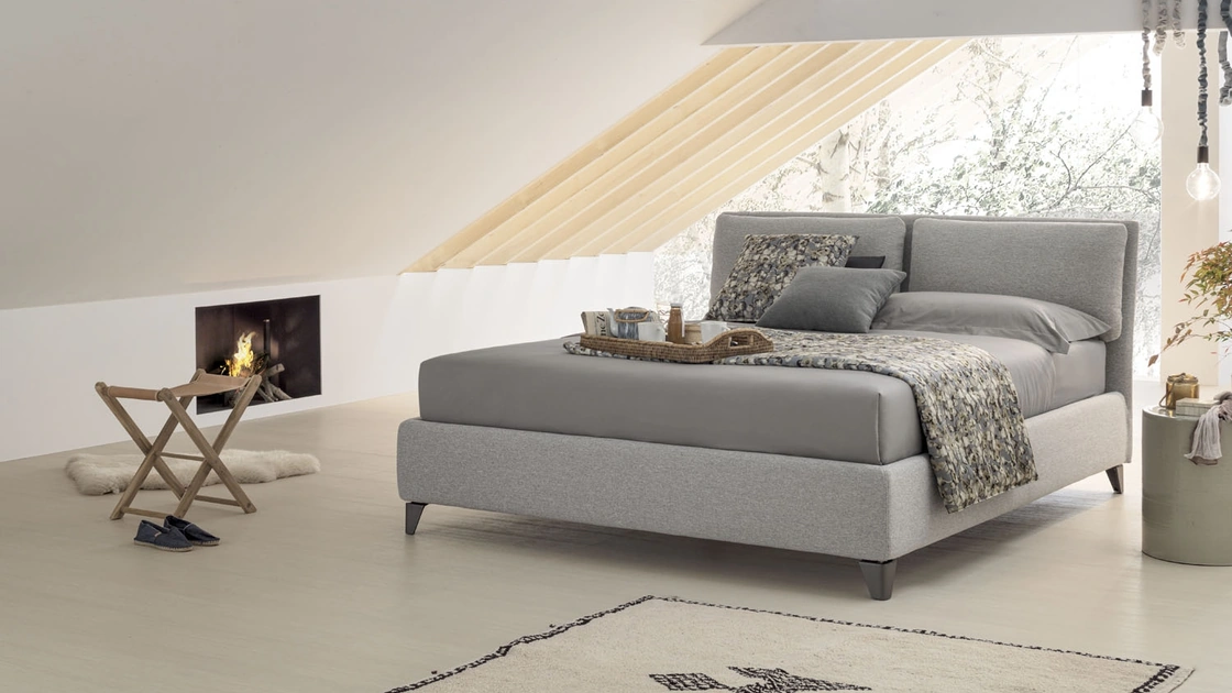 Letto con testiera e box contenitore Pitagora di V&Nice