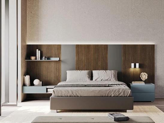 Letto matrimoniale con testiera Sistema Sipario di Mobilgam
