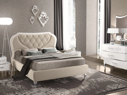 Letto con testiera imbottita e trapuntata Smeraldo di Adriatica