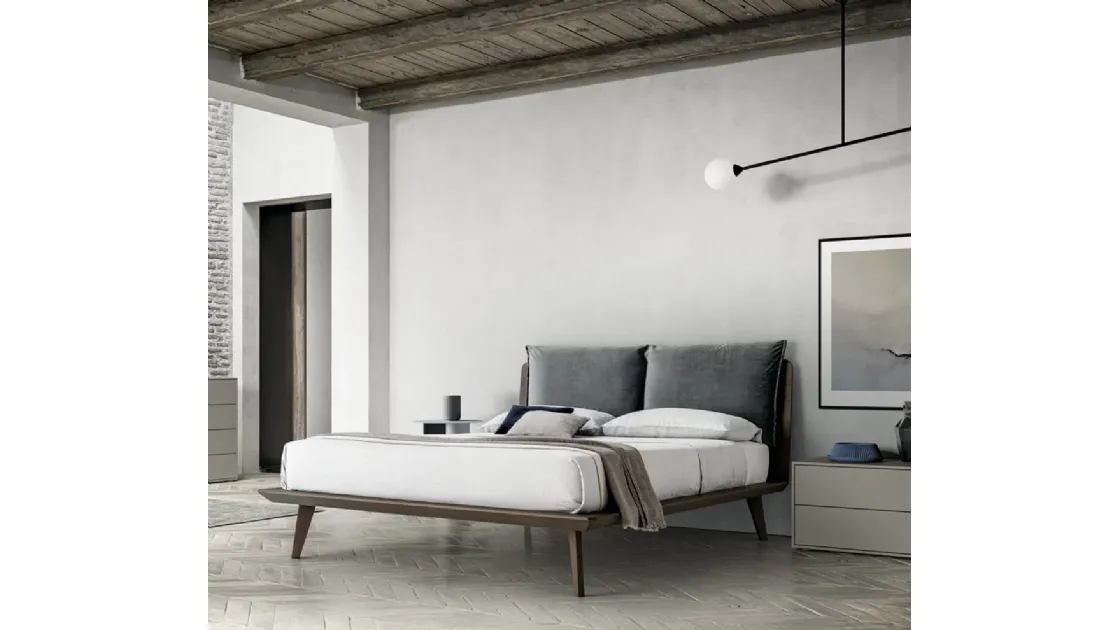 Letto impiallacciato con testiera Talak di SantaLucia