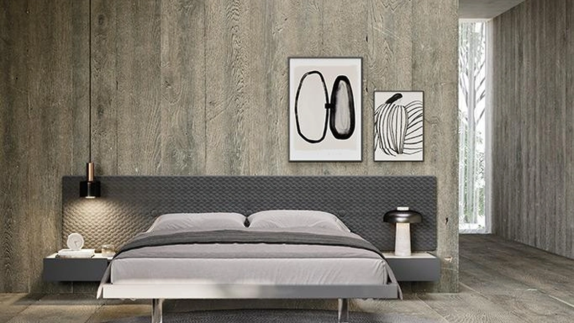 Letto Testiera Imbottita e giroletto in legno di Mobilgam