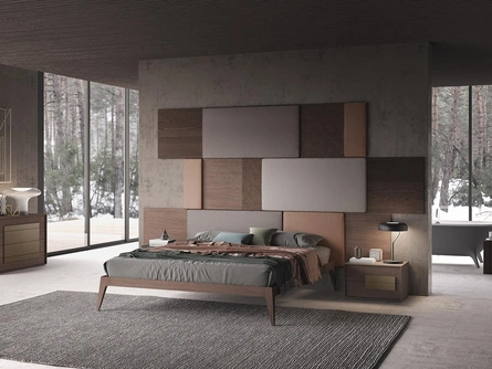 Letto matrimoniale Tetris in legno e tessuto Mobilgam