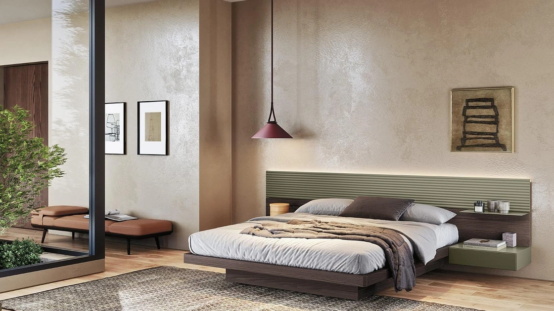 Letto in legno e laccato Wall System Contenitore N14 di Mobilgam