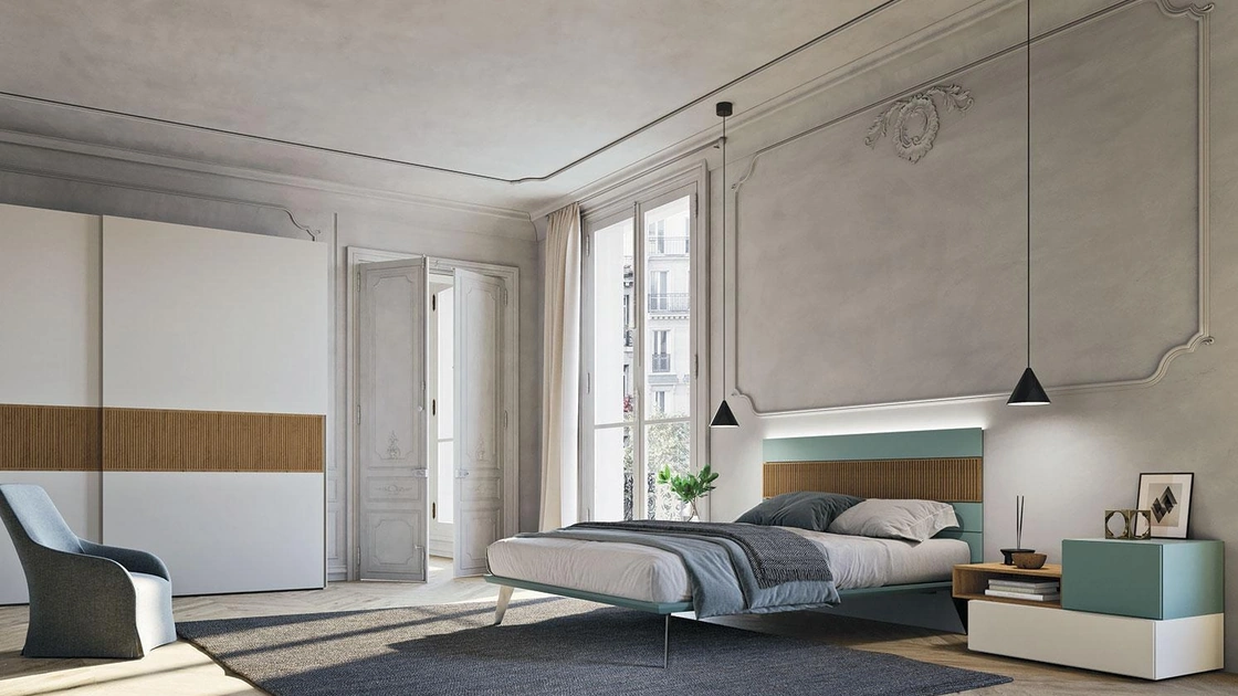 Letto con testiera Wall System Dreaming 01di Mobilgam