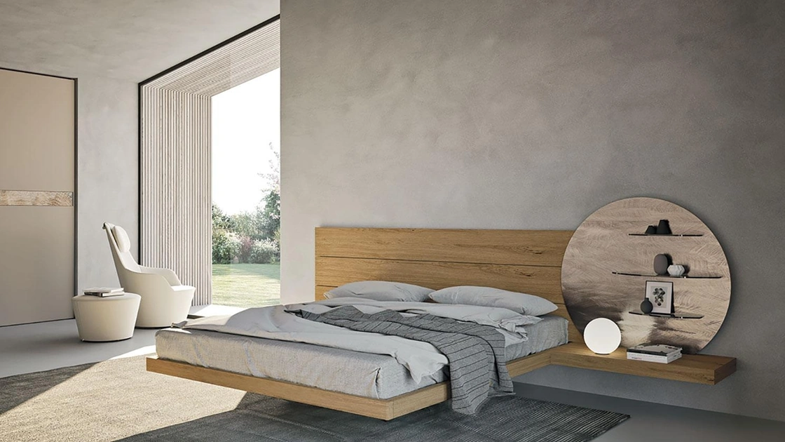 Letto in legno con testiera Wall System di Mobilgam